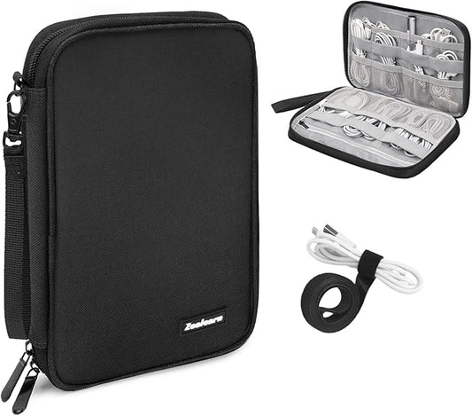 Zealearn Cord Organizer Travel, Cable Bag, Electronics Organizer Travel Case, Tech Carrying Pouch, Charger Carrying Case, Tech Gifts, Black 11B