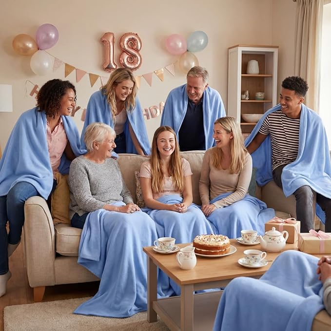 Kinlop Fleece Blanket Bulk 60 x 50 Inch Soft Lightweight Fleece Cozy Blanket Warm Throw Plush Pet Throw for Bed Couch Sofa Home Office Wedding Gifts Travel Camping(Soft Velvet Blue,40 Packs)