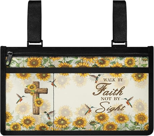 ZOUTAIRONG Cross Walker Accessories Bag with Cup Holder Wheelchair Side Bag Walker Carrier Bag & Case for Folding Walker Wheelchair Bags to Hang on Side Wheelchair Accessories Organizer Pouch