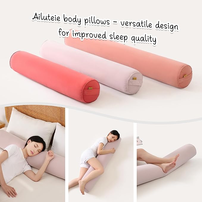 Body Pillow for Adults – Long Bolster Pillow for Bed, Round Cuddle Pillow, Full Support for Side Sleepers,39.37x 7.87 Inches,Purple