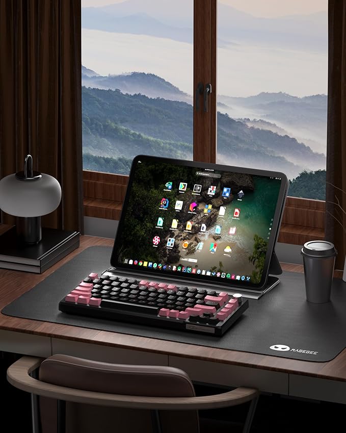 MageGee SKY81 75% Wireless Gasket Mechanical Gaming Keyboard, Hot Swappable RGB Custom Creamy Keyboard w/ 5-Layer Padding, BT/2.4G/USB-C, Knob Control, NKRO for Win/Mac (Pink&Black, Blue Whale Switch)