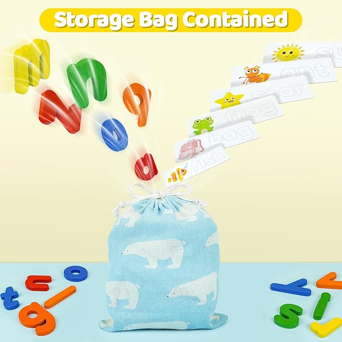 BEESTECH Spelling Matching Letter Games, Educational Learning Toys for Toddlers 2, 3, 4 Years Old, Preschool Learning Toys Activities, Alphabet Montessori Toys for 2,3,4 Year Old Boys, Girls