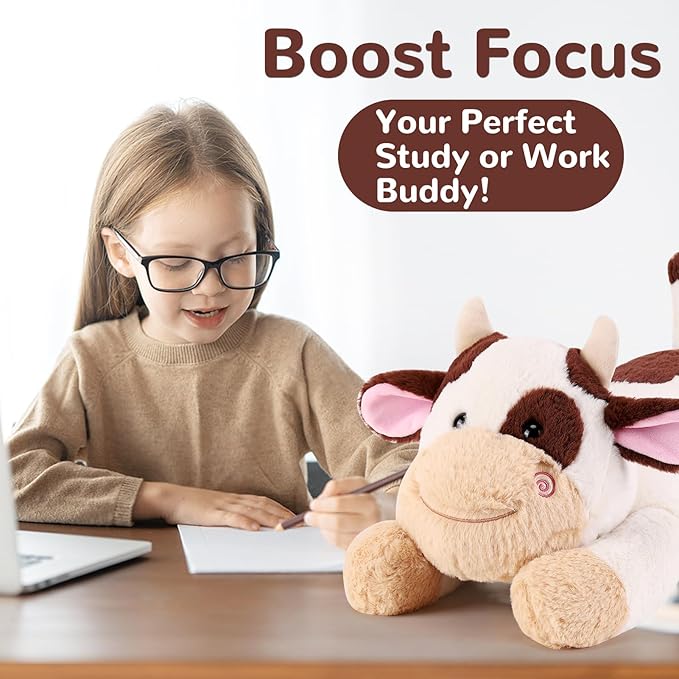 Cow Weighted Stuffed Animals - 22 Inch 4.5 Pounds Weighted Plushies Cow Stuffed Animals - Big Plush Pillow - Cute Plush Toys Gifts for Kids & Adults (22" 4.5 lbs Brown)