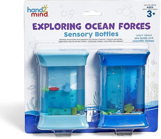hand2mind Exploring Ocean Forces Sensory Bottles, Quiet Fidget Toys for Kids 3-5, Toddler Learning Toys, Calming Corner Classroom, Calm Down Corner Supplies, Preschool Science Center Materials