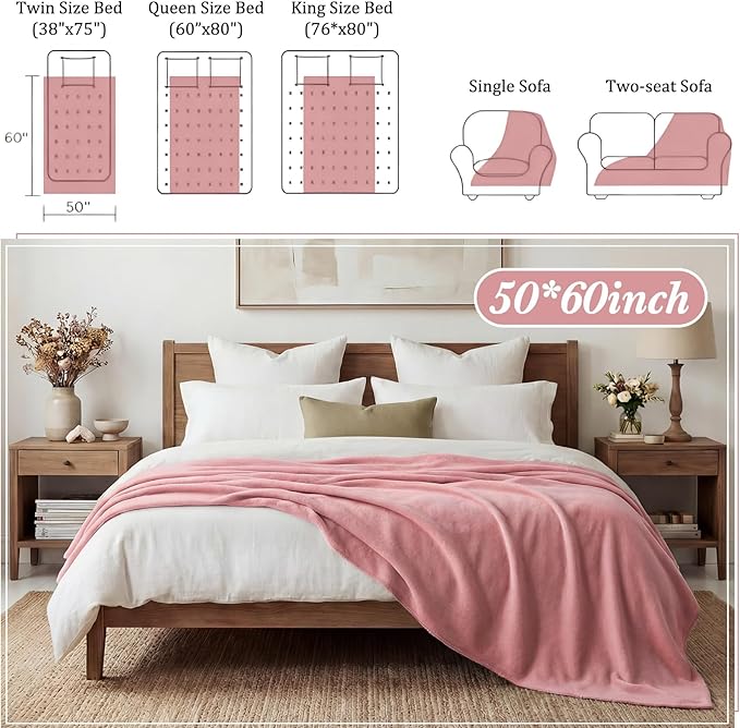 Buryeah 10 Pcs Fleece Blanket Bulk Soft Warm Blankets Cozy Fleece Lightweight Throw Blankets Plush Pet Throw Blanket for Home Bed Sofa Office Wedding Gifts Travel(50" X 60",Lavender Purple)