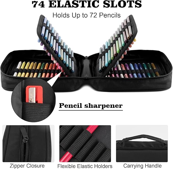 Colored Pencils for Adult Coloring Books, 72 Colors Drawing Pencils with Soft Oil-Based Cores, Professional Art Supplies for Artists, Vibrant Color Pencil Set In Zipper Case for Teens.