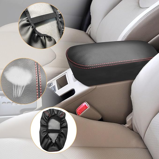 SUNBREATH Compatible with Center Console Armrest Cover for Toyota RAV4 2006 2007 2008 2009 2010 2011 2012 2013 Leather Arm Rest Storage Box Lids Cushion Protector Pad