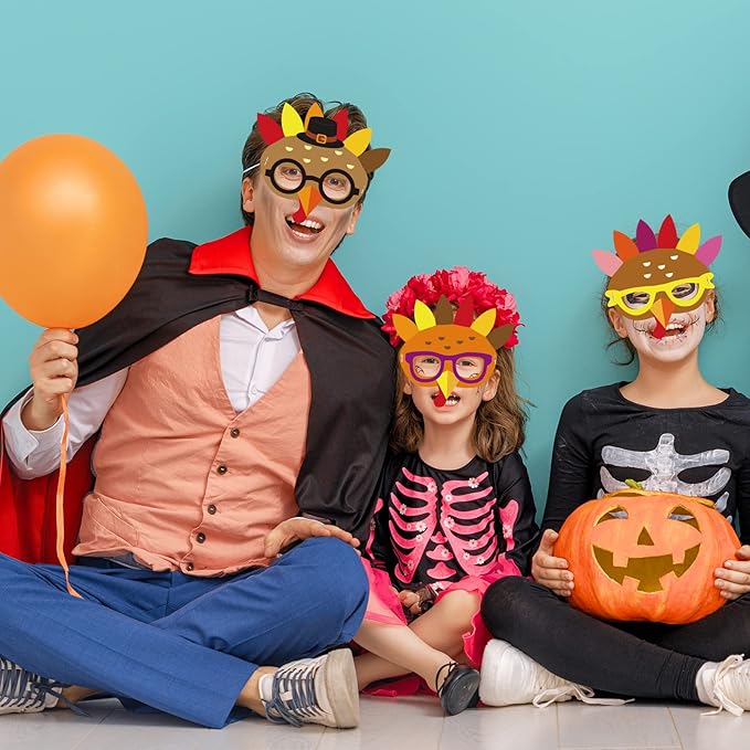 chiazllta 30 Packs Thanksgiving Turkey Masks Craft for Kindergarten Kids, Thanksgiving Art Craft Kit DIY Paper Masks for Preschool Home Classroom Game Activities Party Favors