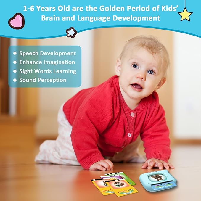 Spanish Flash Cards for Kids Toddlers 1-3, Bilingual Buddy Talking Flash Cards, Autism Sensory Learning Toys, Montessori Educational Speech Therapy Toys, Autism Learning Materials, Ideal Gift for Boys