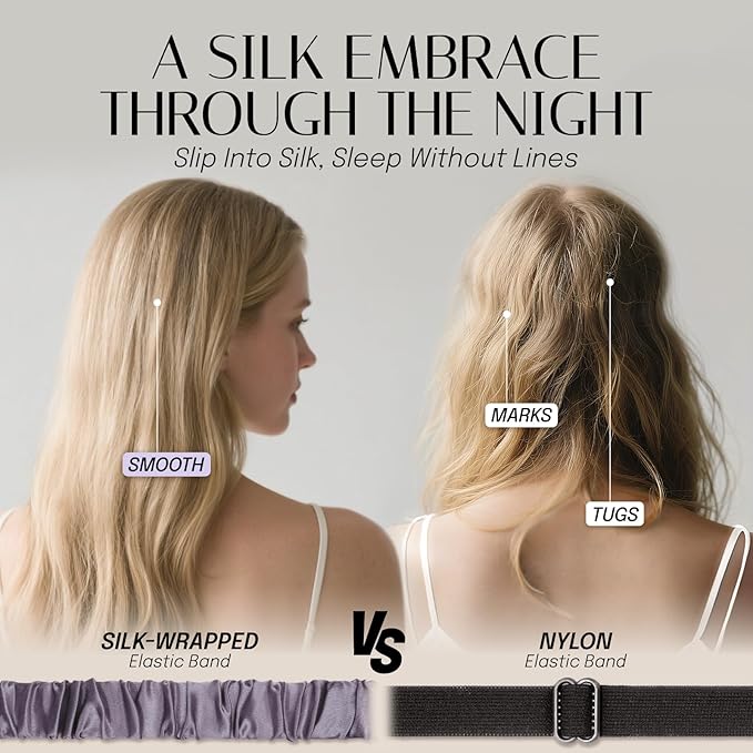 Silk Sleep Mask Eye Mask Blindfold with Double Layer Silk Filling and Elastic Strap for Full Night's Sleep, Travel and Nap, Soft Eye Cover Eyeshade with Luxury Bag and Ear Plugs by OLESILK (Charcoal)