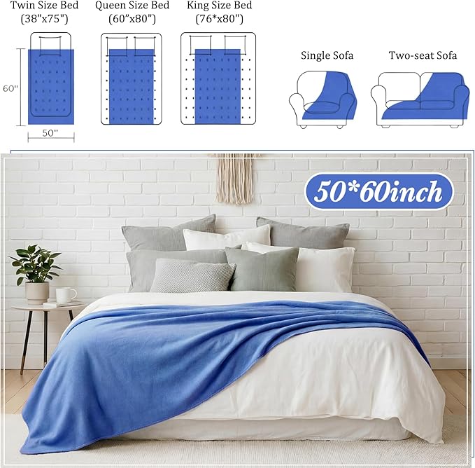 Kinlop Fleece Blanket Bulk 60 x 50 Inch Soft Lightweight Fleece Cozy Blanket Warm Throw Plush Pet Throw for Bed Couch Sofa Home Office Wedding Gifts Travel Camping(Deep Sea Blue,40 Packs)