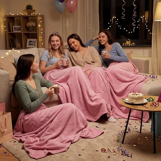 Kinlop Fleece Blanket Bulk 60 x 50 Inch Soft Lightweight Fleece Cozy Blanket Warm Throw Plush Pet Throw for Bed Couch Sofa Home Office Wedding Gifts Travel Camping(Grayish Pink,40 Packs)
