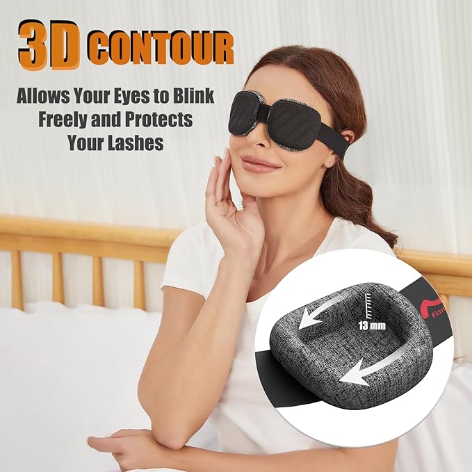 Fismool Eye Mask for Sleeping - 100% Blacking Sleep Mask for Men Women, Sleeping Mask with Adjustable Night Blindfold Flight, Travel, Nap, Black