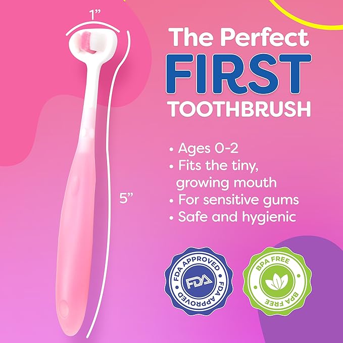 Extra Soft Toddler Toothbrush , Toddler toothbrushes 1-2 Toothhugger High Efficient 3 Sides Baby Toothbrush 12 months and up, Infant Toothbrush, Toddler Toothbrushes 1-3, Baby Toothbrush (3 Pack)