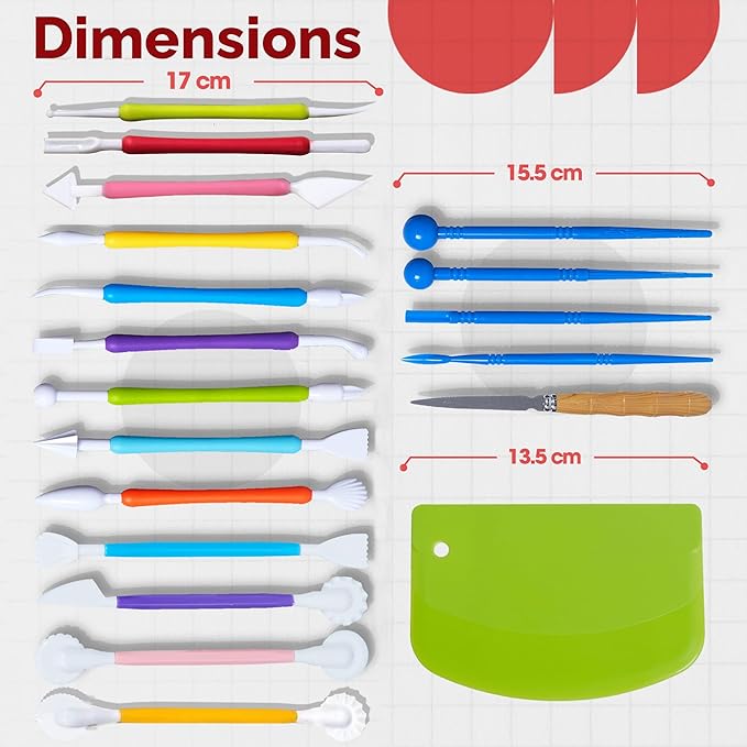 Clay Tools Kit, 19-Piece Plastic Clay Tool Set for Carving, Shaping and Modeling, Lightweight Air Dry Clay Tools for Kids & Adults, Clay Sculpting Tools for Crafting & Styling