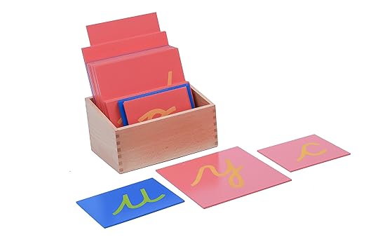 Adena Montessori Lower Case Sandpaper Letters - Cursive -Without Box Cursive Wooden Letters for Kids Language Learning