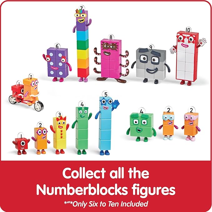 hand2mind Numberblocks Friends Six to Ten Figures, Cartoon Action Figure Set, Toy Figures, Play Figure Playsets, Small Figurines for Kids, Number Toys, Math Toys, Stocking Stuffers for Kids 3-5﻿