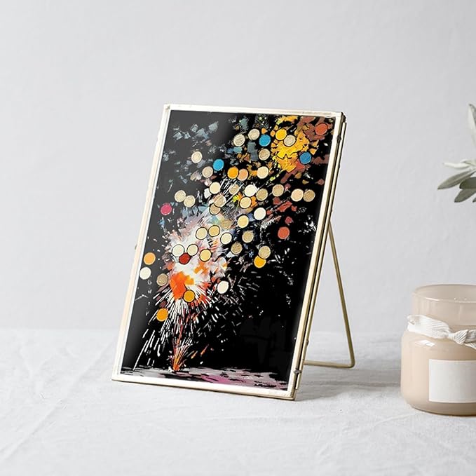 Georgie Porgy Scratch Paper Art Set for Kids Adults Magic Rainbow Painting Boards for DIY Arts and Crafts Kits Christmas Birthday Gift with Scratching Tools Kit (Glow in The Dark Fireworks + Balloon)