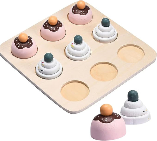 Childlike Behavior Toddler Toys Wood Puzzles - Montessori Toys to Learn Shapes, Colors, & Math Symbols for Preschool Kids, Boys & Girls - Early Educational Development (6 Cupcake pcs)
