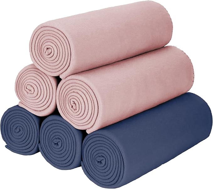 Special SG Glory Fleece Throw Blankets Bulk Fleece Blankets Solid Wholesale Lightweight Warm Soft for Pet Bed Sofa Couch Office Wedding Gifts Travel Seasons Navy and Pink 50x60 Inches Pack of 6
