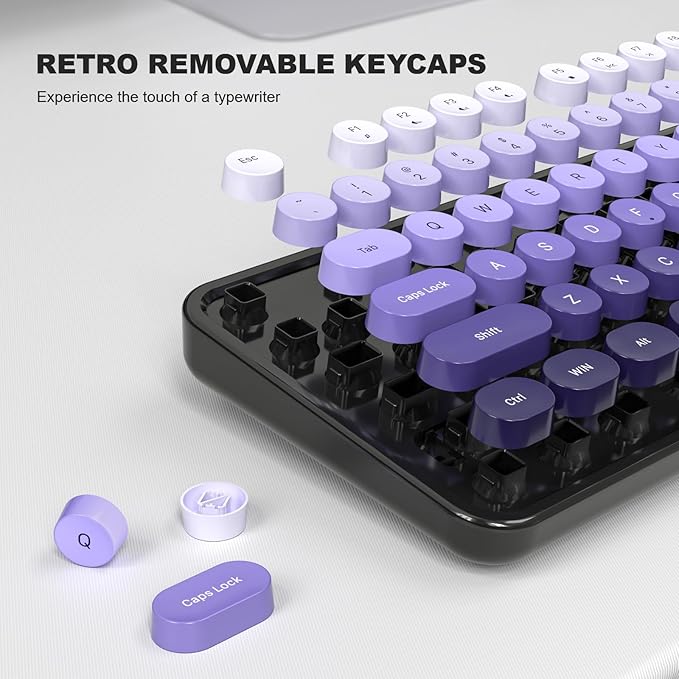 Wired Computer Keyboard, 104 Keys Full Size Typewriter Keyboards with Number Pad, USB Plug and Play Keyboard for Windows 7 8 10 11, PC, Laptop, Desktop (Black Purple)