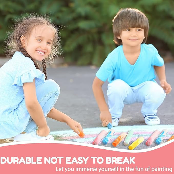 Fulmoon 40 Pcs Jumbo Sidewalk Chalk for Kids Outdoor Art Non Toxic Large Washable Street Chalk for Adults Drawing Painting Graffiti Classroom(Tie Dye,Round Style)