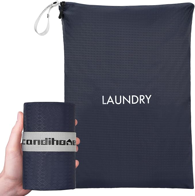 Travel Laundry Bag, Washable Dirty Clothes Bag Waterproof Wet Dry Bags Reusable Camp Clothes Organizer for Sports Home College Dorm Laundromat (1 Pcs X-Large) Navy Blue