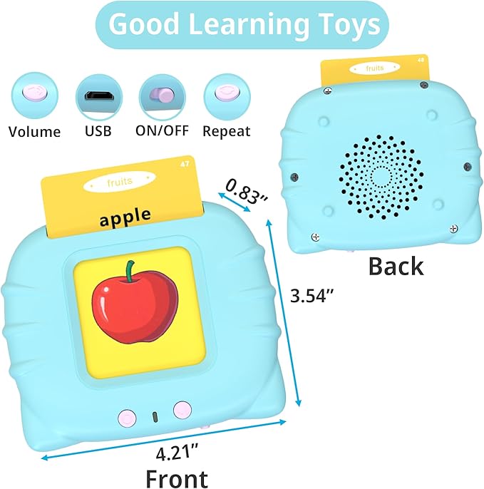 Talking Flash Cards for Toddlers 1-3, Educational Toddler Toys for 1 2 3 4 5 Years Old Boys Girls Birthday Gift, Montessori Learning Toys for Toddlers, Autism Sensory Toys, Pocket Speech Therapy Toys