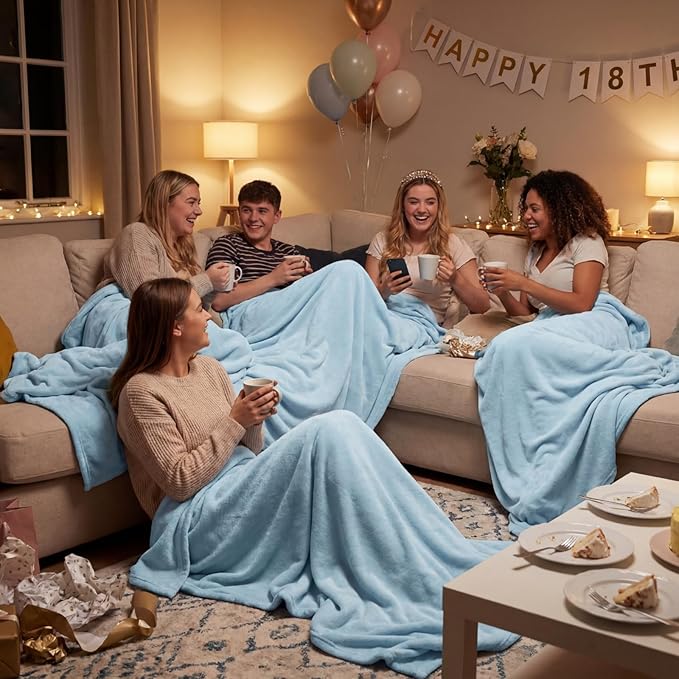 Kinlop Fleece Blanket Bulk 60 x 50 Inch Soft Lightweight Fleece Cozy Blanket Warm Throw Plush Pet Throw for Bed Couch Sofa Home Office Wedding Gifts Travel Camping(Mist Blue,40 Packs)