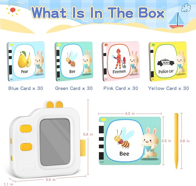 Talking Flash Cards with LCD Writing Tablet for Toddlers, Language Learning Toys with 240 Words, Learning Phrases, Objects Adjectives, Speech Therapy, Autism Sensory Toys Learning Montessori Toys
