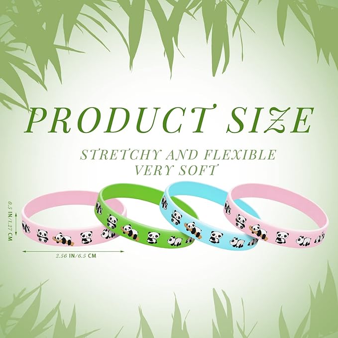 Batiyeer 36 Pcs Panda Rubber Bracelets Cute Panda Silicone Wristbands Silicone Bracelet Stretch Wrist Bands for Kids Panda Theme Birthday Party Decorations Student Rewards Gifts, 3 Colors