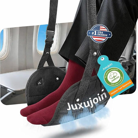 Ergonomic Airplane Foot Hammock(Memory Foam)-Ultimate Comfort Foot Hammock for Plane Travel Essentials to Relax Your Feet, Portable Airplane Foot Rest with Adjustable Strap, Perfect for Long Flight