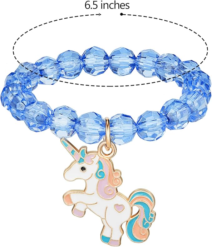 Hicarer 9 Pieces Unicorn Girls Bracelets for Toddler Little Girls Rainbow Bracelets Princess Colorful Cute Beaded Jewelry for Gift Goodie Bag Stuffers Birthday Party Favors(Crystal Style)
