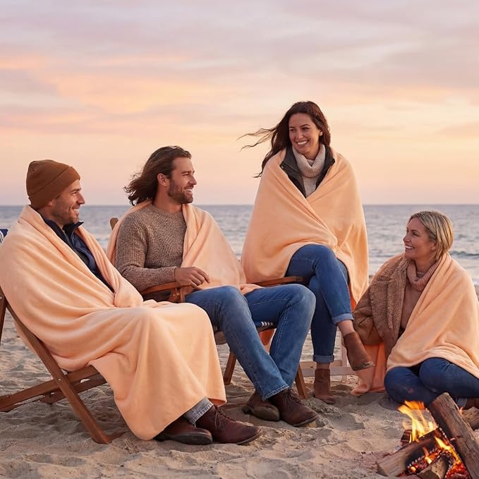 Kinlop Fleece Blanket Bulk 60 x 50 Inch Soft Lightweight Fleece Cozy Blanket Warm Throw Plush Pet Throw for Bed Couch Sofa Home Office Wedding Gifts Travel Camping(Light Orange,40 Packs)