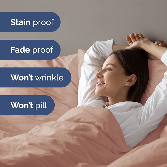 CGK Unlimited Duvet Cover King Size Set - Extra Soft King Size Duvet Cover 104 x 90 with 2 Pillow Shams - Hotel Quality, Fade Free w/Zipper Closures & Ties - Bedding and Bed Linens Set (Mauve)