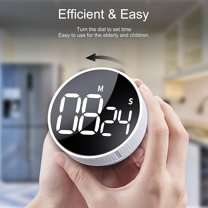 AVINIA Digital Kitchen Timers, Visual timers Large LED Display Magnetic Countdown Countup Timer for Classroom Cooking Fitness Baking Studying Teaching, Easy for Kids and Seniors White