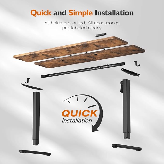 Monomi 59 inch Electric Standing Desk with Memory Preset, Adjustable Height Standing Desk for Home Office & Gaming, Large Computer Desk with Anti-Collision, Rustic Brown