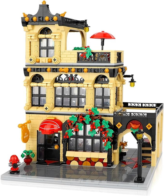 City Restaurant Building Block Set- Compatible with Lego City Buildings House, Creator House Experts Assembly Square Building Sets for Adult (1489 pcs)