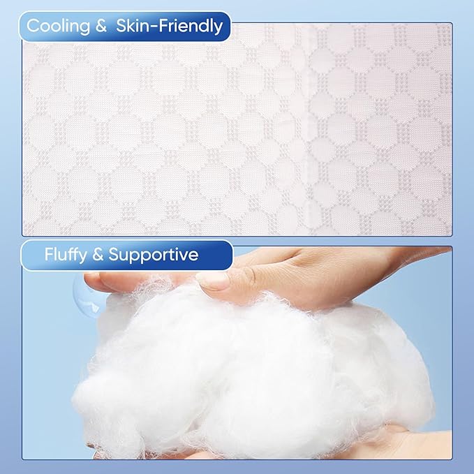 Cooling Knee Pillow for Side Sleeper, 6"Leg Pillow for Side Sleeping, 100% Cooling Fabric Pillow for Between Knees While Sleeping - High Support Alternative for Relieving Leg, Back, and Knee Pain