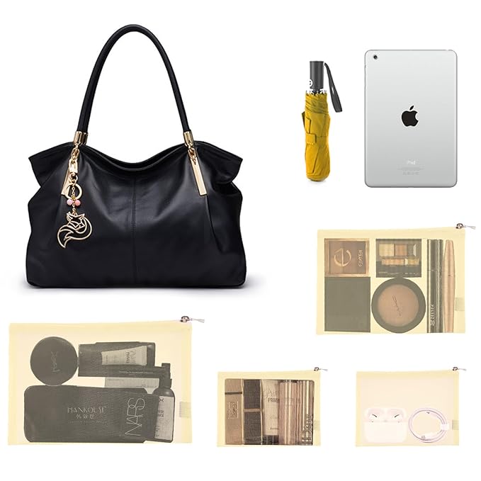 EASYFUN Mesh Pouch, Make up Bag with Zipper Cosmetic Organizer Pouch for Daily or Travel to Keep Small Items, 4 PCS Champagne