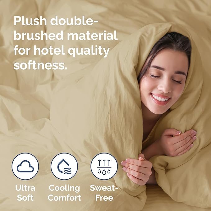 CGK Unlimited Duvet Cover Queen Size Set - Extra Soft Queen Size Duvet Cover 90 x 90 with 2 Pillow Shams - Hotel Quality, Fade Free w/Zipper Closures & Ties - Bedding and Bed Linens Set (Beige)