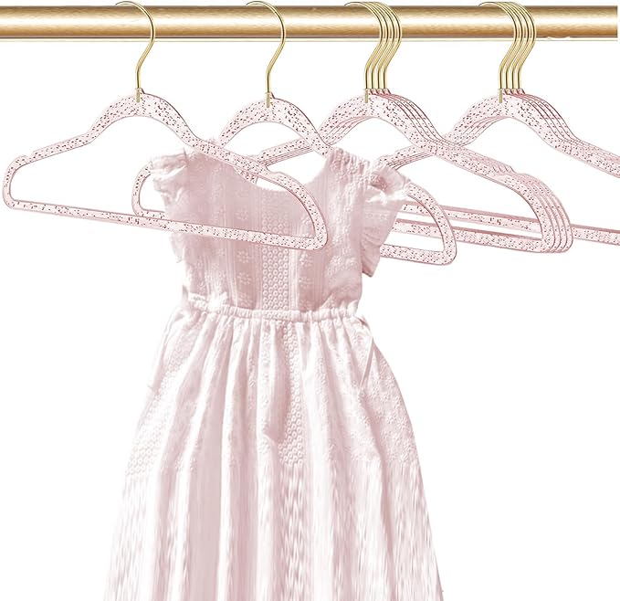 Baby Glitter Hanger 20 Pack,13.97" Kids Toddler Hangers for Closet,Pink Sparkling Plastic Baby Clothes Hangers,Girl Toddler Hangers, Non-Slip Space Saving Kid Hangers for Dress Up
