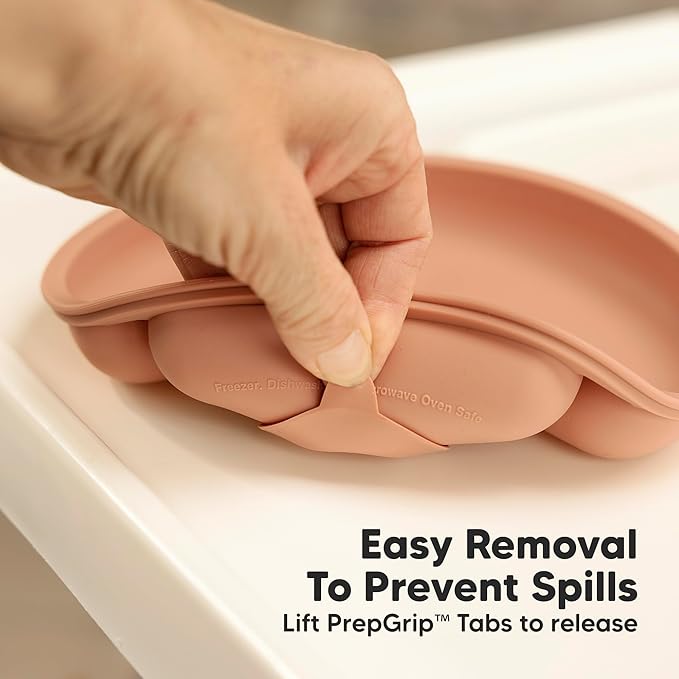 KeaBabies Suction Plates with Lids for Baby - 3-Pack 100% Silicone Suction Plates for Baby, Kids,Toddler Plates,Divided Baby Plates with Suction,Lids, BPA-Free, Microwave, Dishwasher Safe (Harvest)