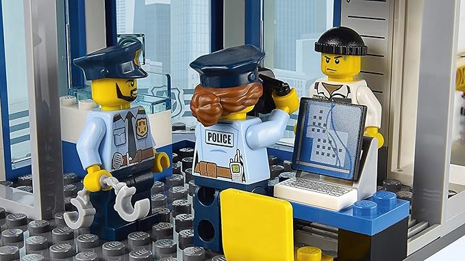 City Police Station Building Set, Toy Helicopter Car & Motorbike, Police Toys