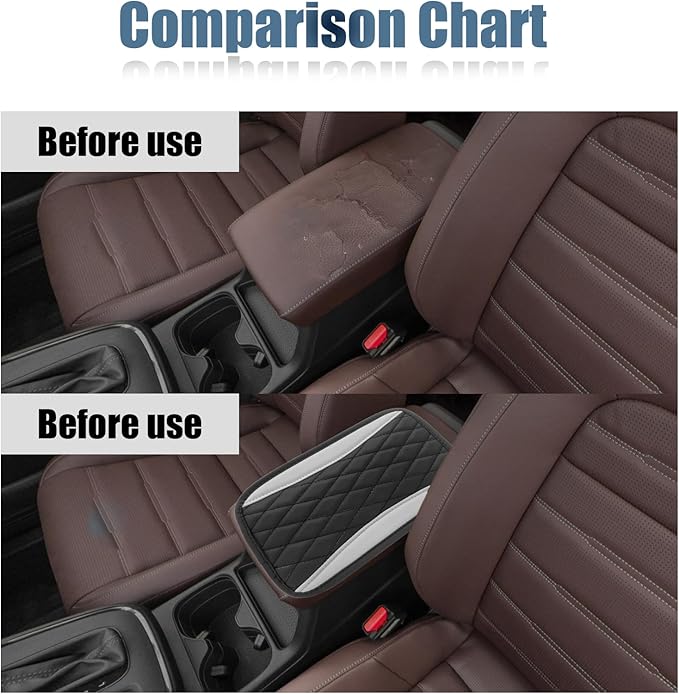 Car Center Console Cover, Universal Leather Waterproof Armrest Seat Box Cover Protector, Comfortable Car Decor Accessories Fit for Most Cars, Vehicles, SUVs-Gray
