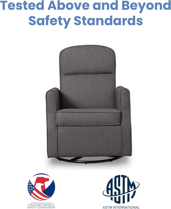 Delta Children Blair Slim Nursery Glider Swivel Rocker Chair, Charcoal