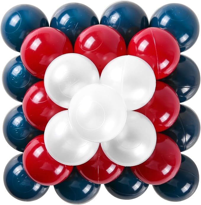 GOGOSO Balls for Ball Pit 100 Count and Long-Lasting Play Balls for Endless Entertainment at Indoor Playgrounds and Playrooms, Red+Green+Pear White