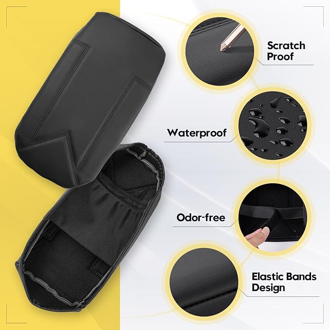 FIILINES Center Console Cover for 2019-2025 2026 Toyota RAV4,Armrest Cover Cushion Pad for Toyota RAV4 Accessories Arm Rest Box Lid Cover PU Leather Armrest Seat Box Protector