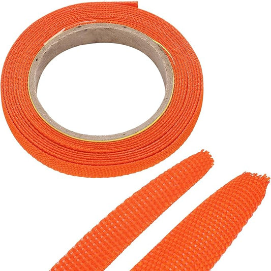 MECCANIXITY Braided Cable Sleeves Heat Shrinkable Fabric Sleeving, 1/4" 10ft Orange 2:1 Ratio Heat Shrinkable Cord Protector for Harness Cable, Network Cable Protection, Cable Management