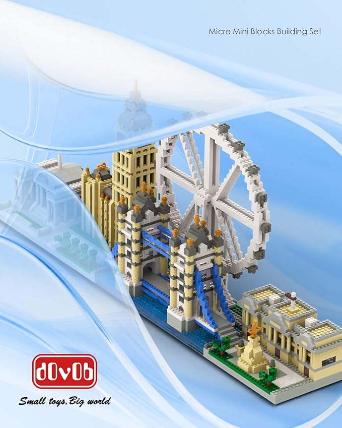 dOvOb Architecture London Skyline Collection Micro Mini Blocks Set Model Kit and Gift for Kids and Adults (3076 Pieces)